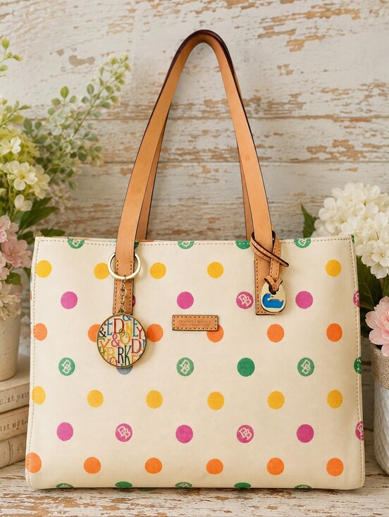 Dooney & Bourke Handbags - Dooney & Bourke Bubble Dot Tote Y2K Multicolor Charm Bag